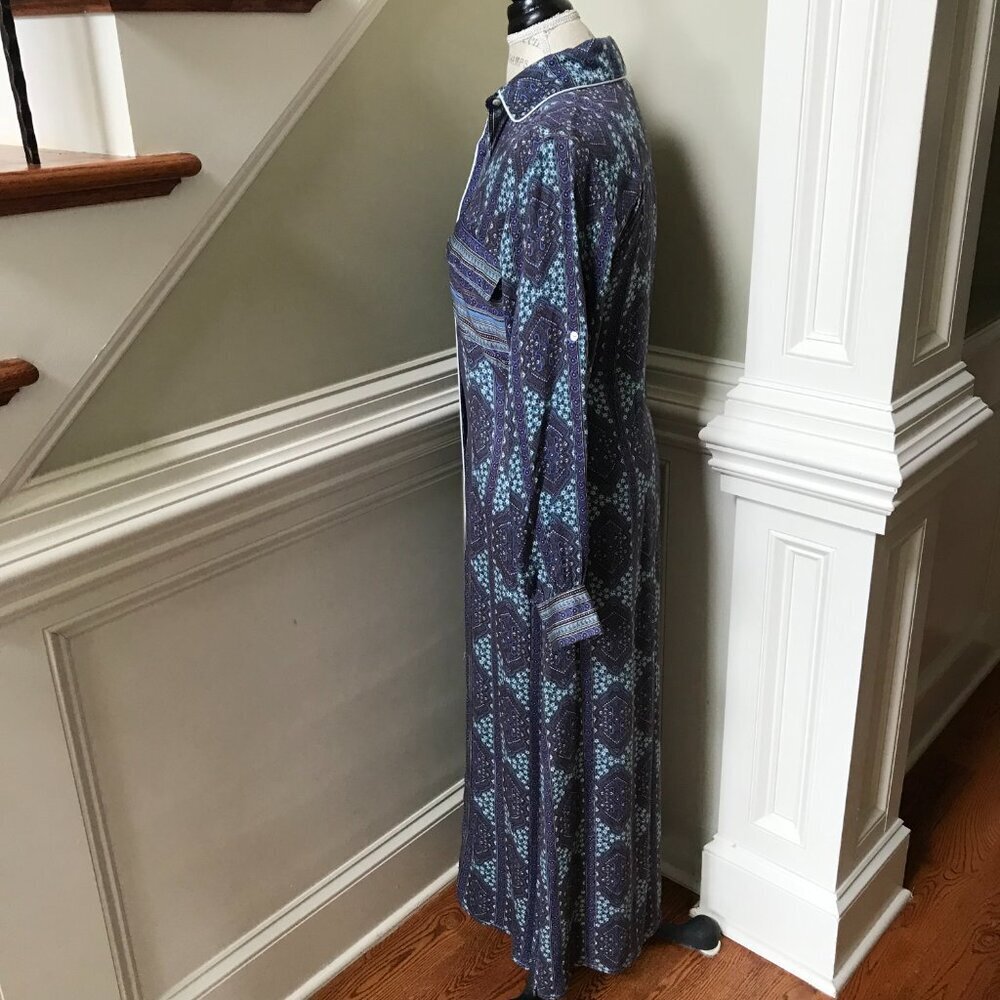 Omika Palma Maxi Shirt Dress Womens XS Blue Long Sleeve Button Down Modal Boho - Picture 8 of 11